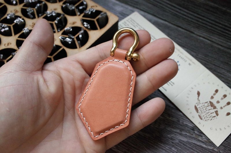 Shaped Easy Card Chip Charm - Key Ring - Champagne Powder - Keychains - Genuine Leather Pink