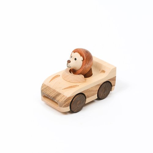 Wooderful life 【流線賽車獅子】迴力車 木製玩具 物理趣味遊戲 | Wooderfullife