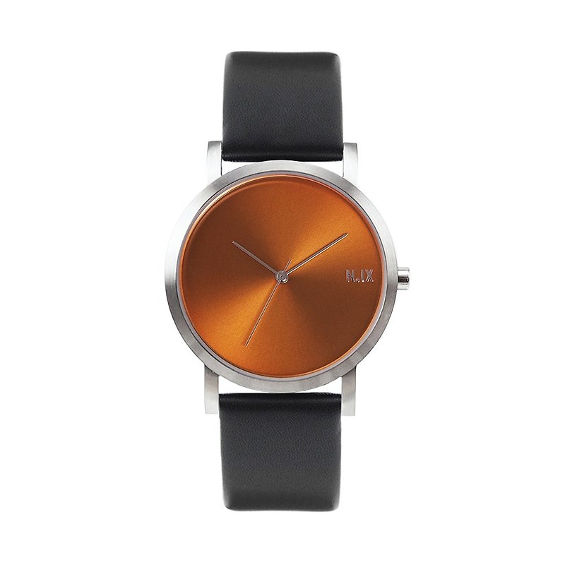 นาฬิกาข้อมือMinimal Style : Metal Project Vol.02 - COPPER (Black) - นาฬิกาผู้ชาย - หนังแท้ สีดำ