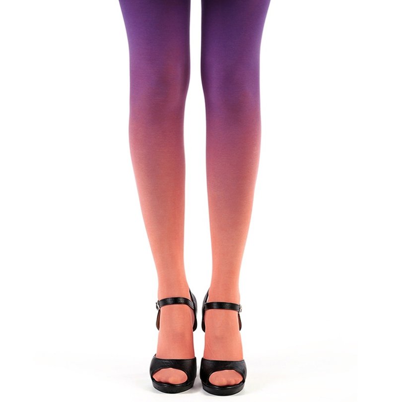 Salmon-purple gradient pantyhose, pastel kawaii outfit - 內搭褲/緊身褲 - 尼龍 紫色