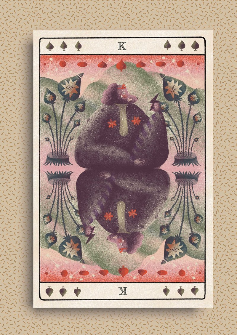 Sophia Ji 微噴畫作 | 撲克牌系列 | 黑桃國王 - 海報/掛畫/掛布 - 紙 卡其色