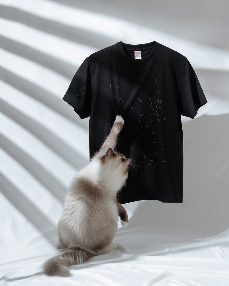 猫の毛で染まりそうT（限定生産の猫好き必着） - Tシャツ - コットン・麻 ブラック