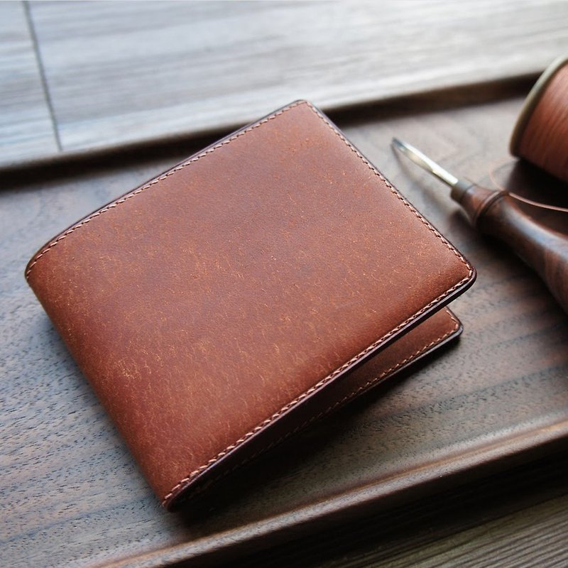 Six Card Short Clip-Single Color - Wallets - Genuine Leather Brown