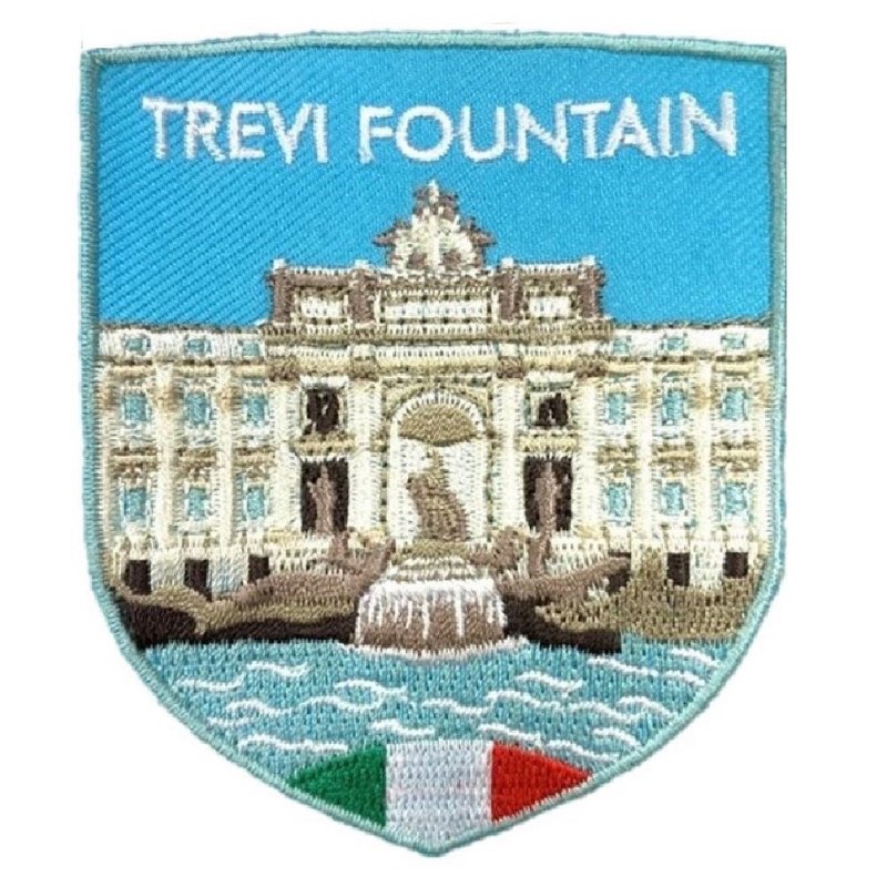 Italy Trevi Fountain PATCH Embroidery Badge Badge Three-dimensional Embroidered Sticker Decorative Sticker INS Punch Location - เข็มกลัด/พิน - งานปัก หลากหลายสี