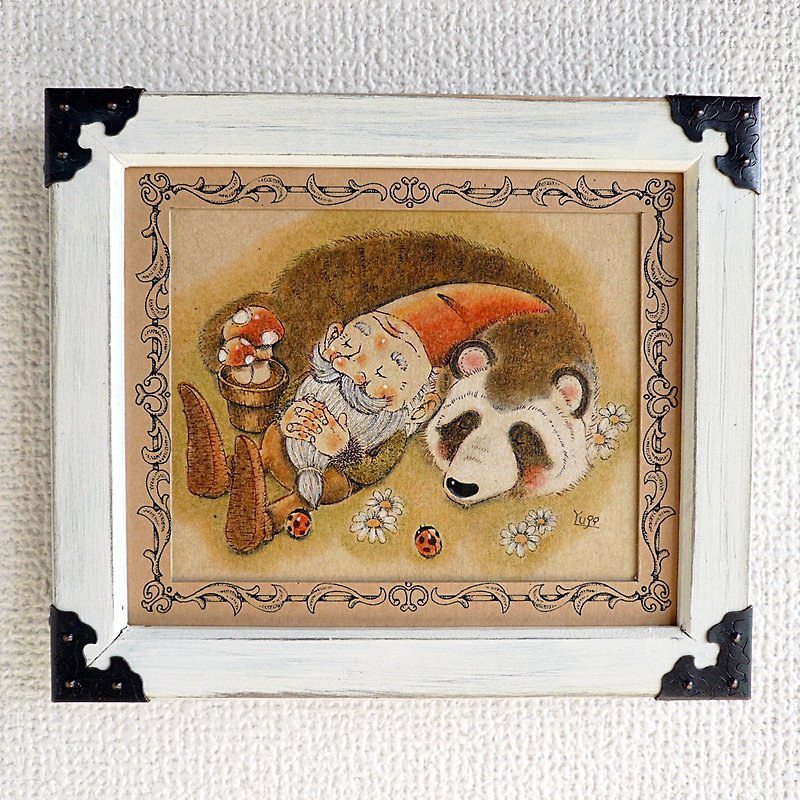 【Framed】 Nome tanuki and sleeping - Posters - Paper White