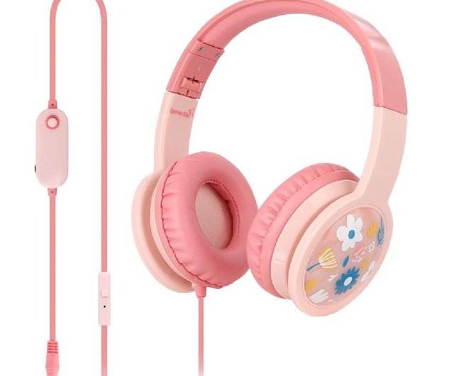 Kids Blinking Headphones with Mic Vol Control Flower Shop