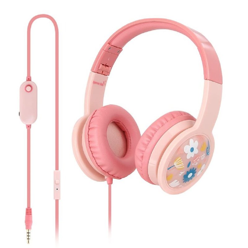 Kids Blinking Headphones with Mic & Vol Control – Flower - Headphones & Earbuds - Plastic Pink