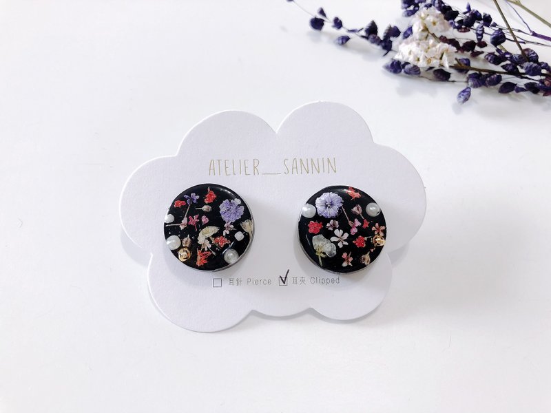 Japanese and Fruit Series - Winter Night Plant Ball Handmade Ear Clips - ต่างหู - วัสดุอื่นๆ 