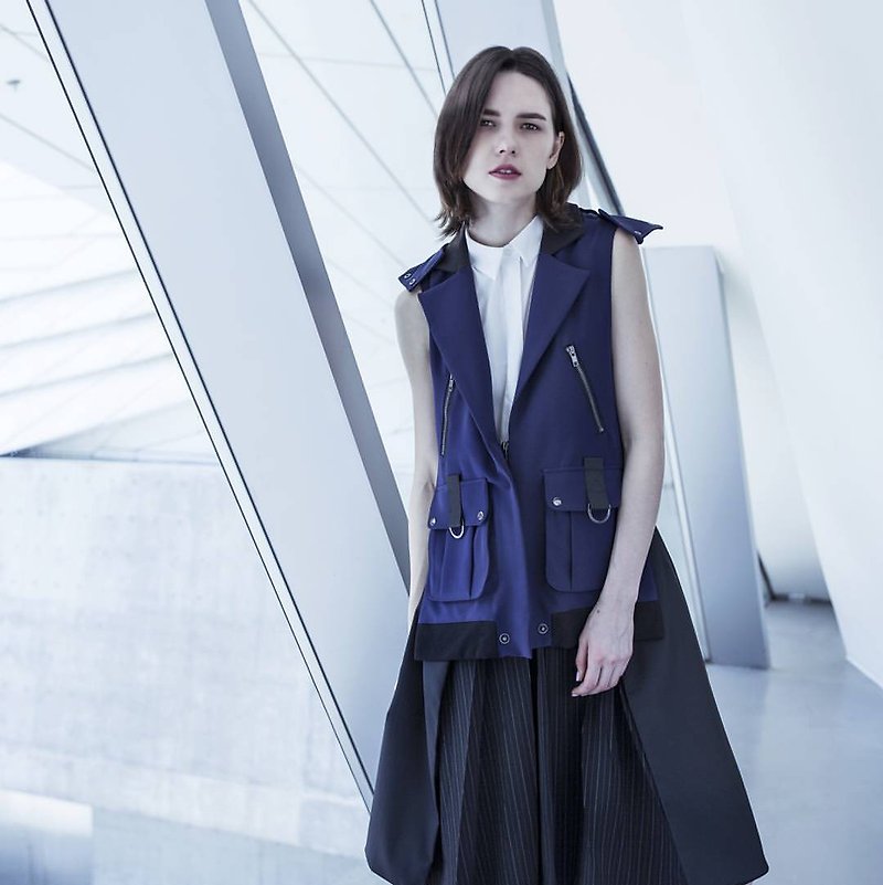 Designer Brand FromClothingOf - UV Protection Hooded Vest Jacket - เสื้อแจ็คเก็ต - เส้นใยสังเคราะห์ สีน้ำเงิน
