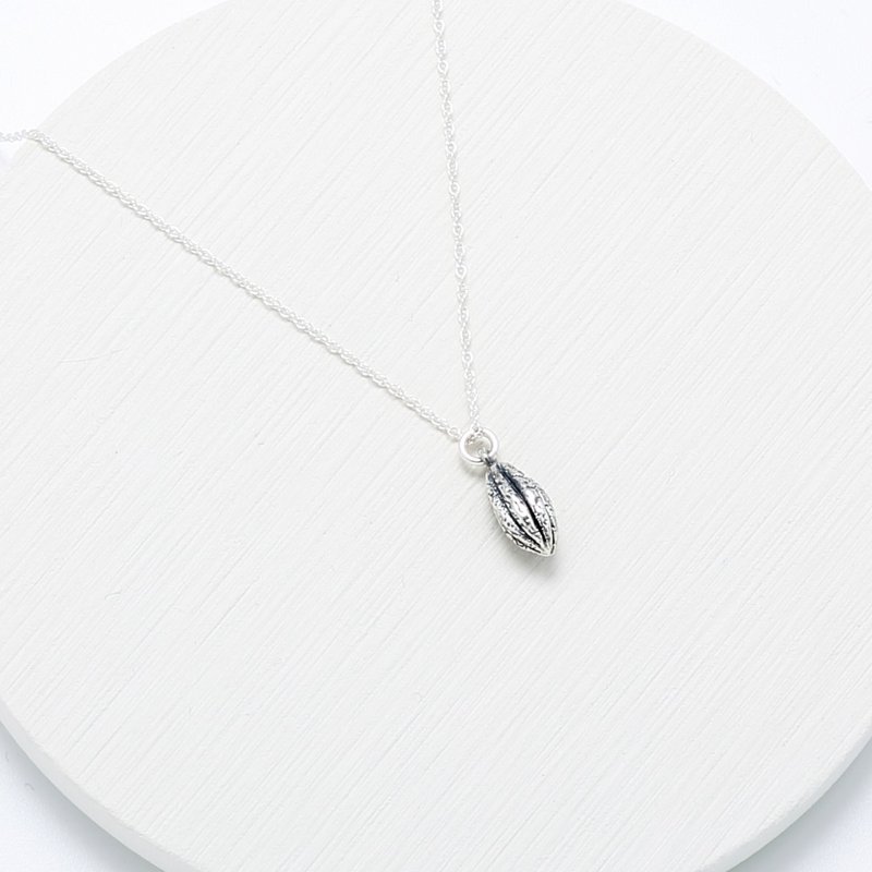 Cocoa Bean Chocolate s925 sterling silver necklace Christmas Valentine Day gift - สร้อยคอ - เงินแท้ สีเงิน