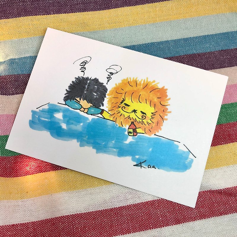 KaaLeo-pat your shoulders to cheer Oh Postcard Lion Lion - Cards & Postcards - Paper White