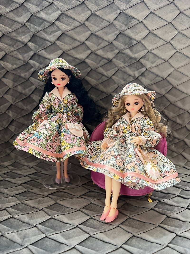 blythe Licca  Liberty  50's Spring Dress - Stuffed Dolls & Figurines - Cotton & Hemp Multicolor