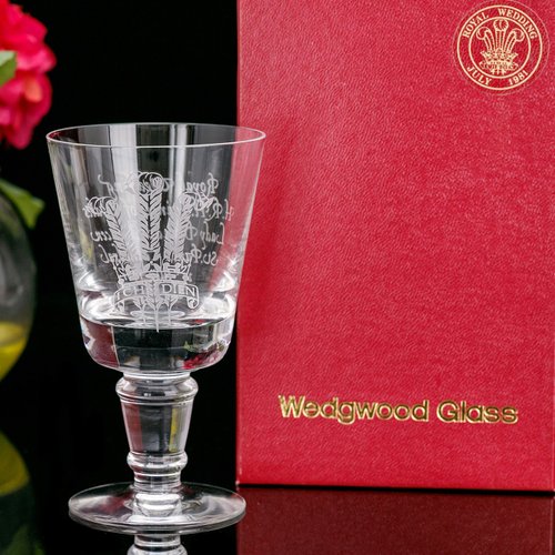 擎上閣裝飾藝術 限量英國製Wedgwood皇家喜慶1981黛安娜紀念手工酒杯玻璃杯香檳杯