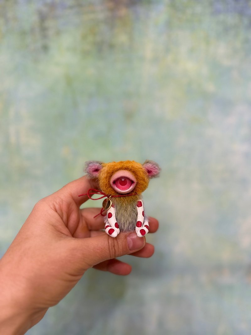 Tiny cyclop - bear _ READY TO SHIP! toy for custom blythe doll, miniature teddy - ตุ๊กตา - วัสดุอื่นๆ หลากหลายสี