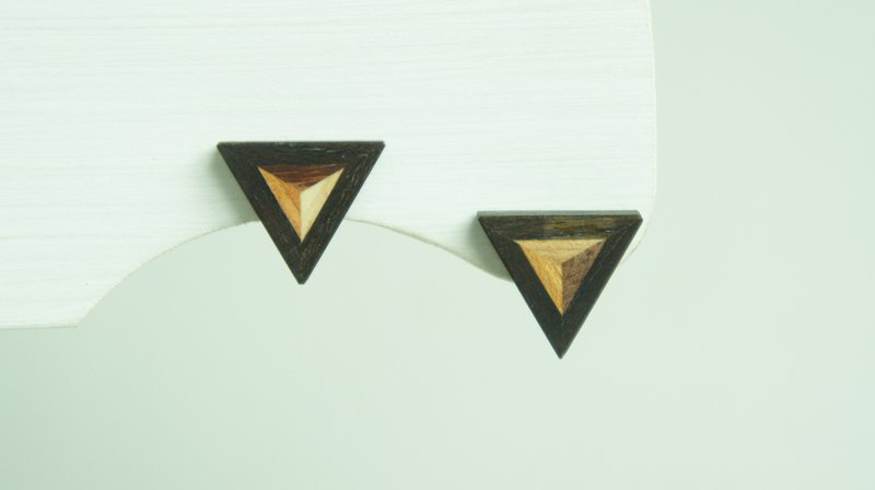 New FOSSIL SERIES Triangle Earrings - ต่างหู - ไม้ สีดำ