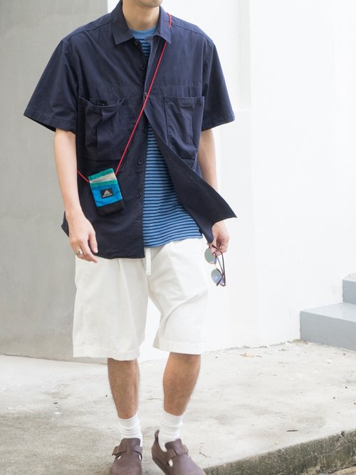 SHIRTS summer Japanese casual multi-pocket design short