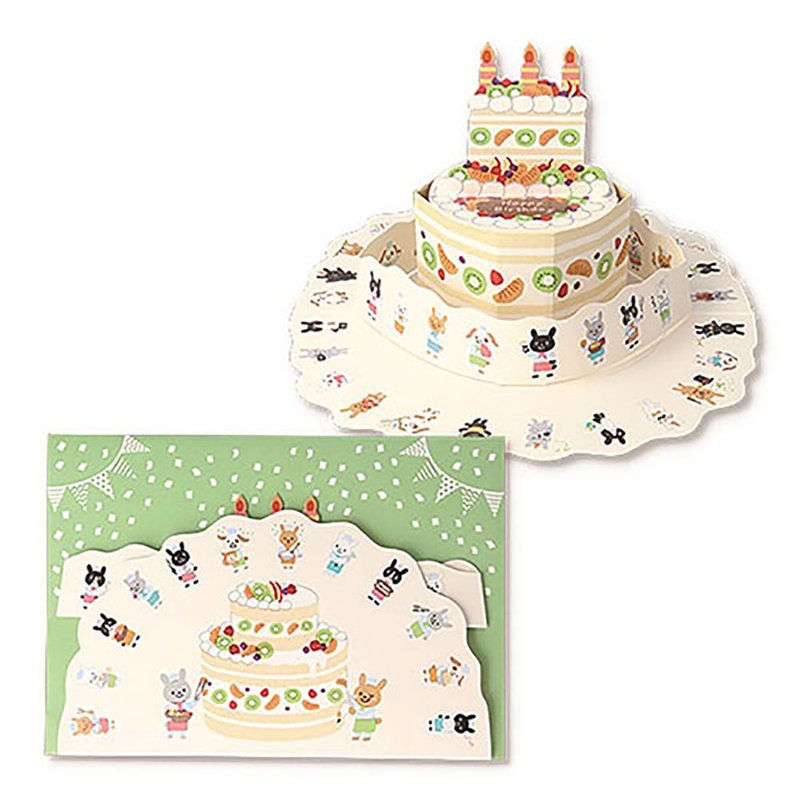 Fruit birthday cake [Hallmark-three-dimensional card JP birthday wishes] - การ์ด/โปสการ์ด - กระดาษ หลากหลายสี