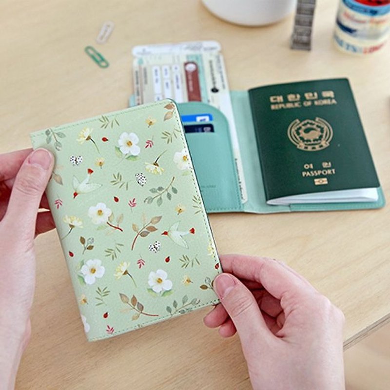 Dessin x indigo-travel-Willow Pattern Passport Cover-mint2-light,IDG70091 - Passport Holders & Cases - Genuine Leather Green