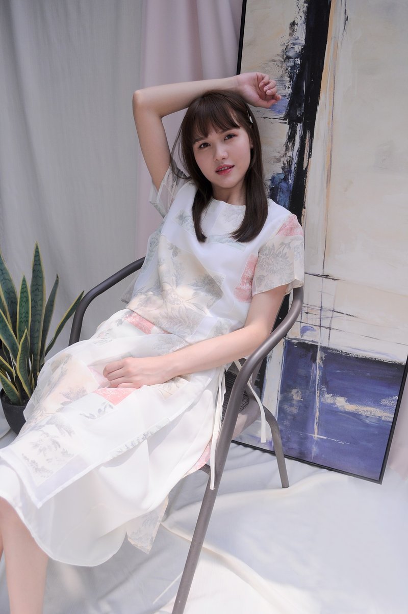 Alyssa Skirt 雙層印花紗織圍裏裙 - 洋裝/連身裙 - 棉．麻 透明