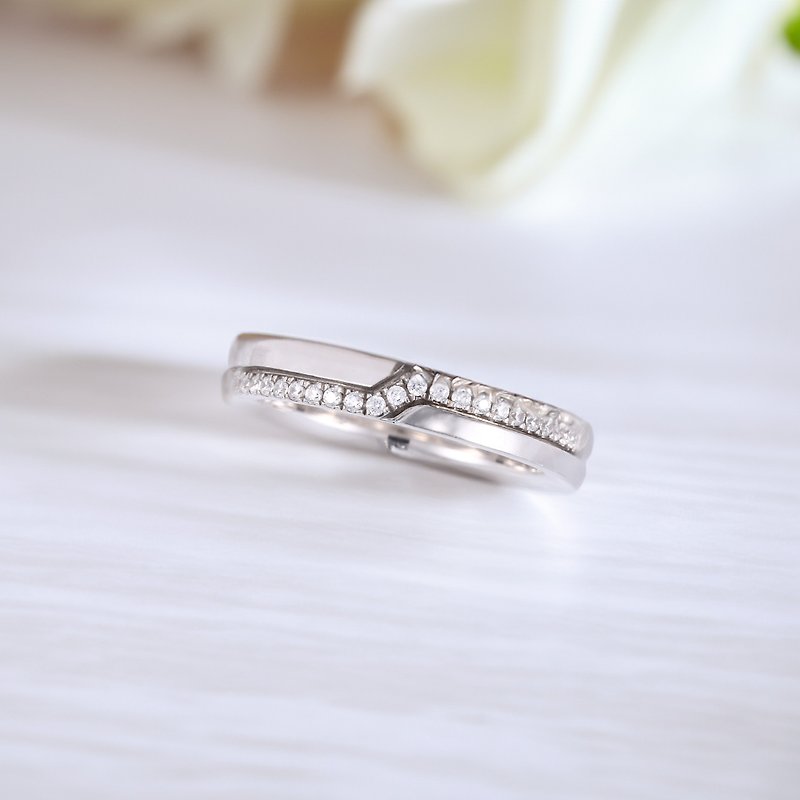 18K ホワイト ゴールドの素晴らしい結婚指輪 - ペアリング - 貴金属 シルバー