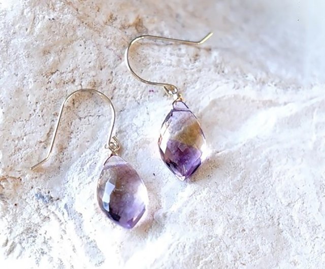K18 High Quality Ametrine Earrings or Clip-On Natural Stone - Shop