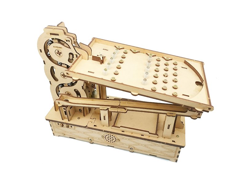 DIY Pinball Machine Loop Model - Music Version - Wood, Bamboo & Paper - Wood 