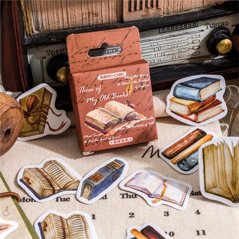 [Private Collection] Boxed Retro Books Notebook Stickers and Stamps Simple Creative Stickers Notebook DIY Materials - สติกเกอร์ - กระดาษ 