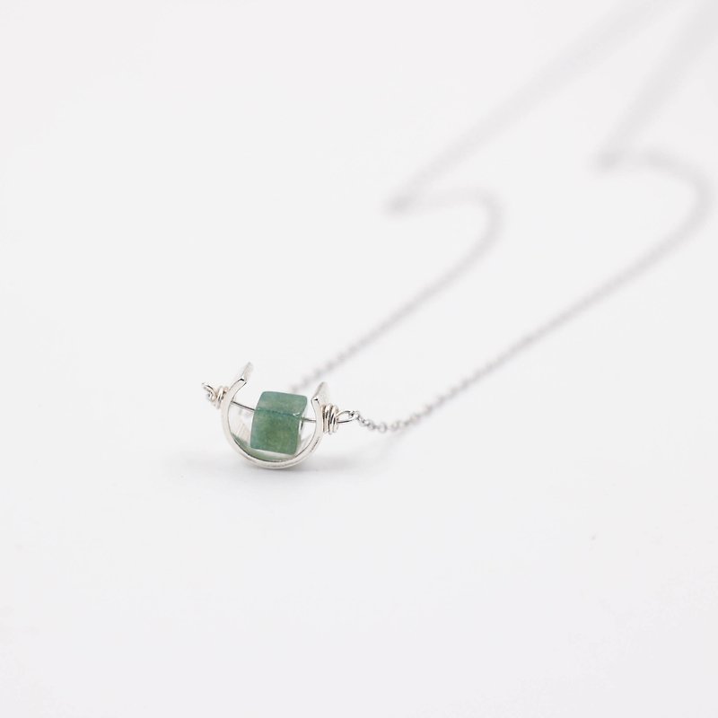 Square 925 Sterling Silver Simple Geometric Clavicle Necklace - Necklaces - Sterling Silver Green