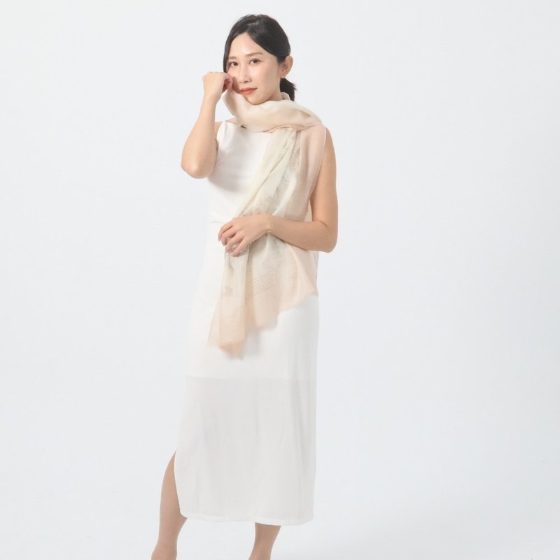 粉杏畫境 | 繽紛印花戒指絨 - 圍巾/披肩 - 羊毛 粉紅色