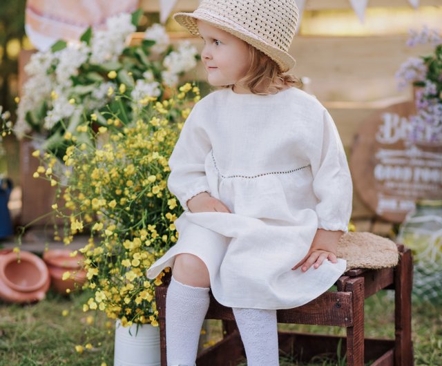 Baby white 2024 linen dress