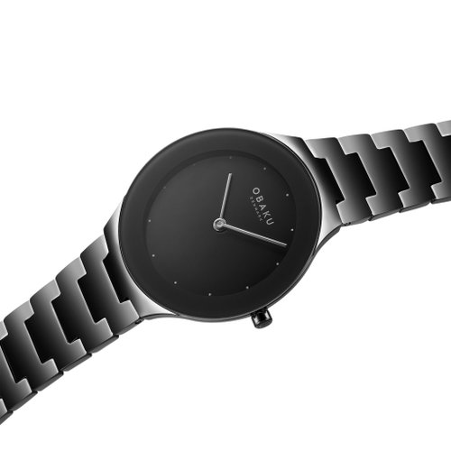 OBAKU 丹麥輕奢極簡設計腕錶 OBAKU 北歐極簡風淑女時尚腕錶-黑(V290LXBBSB)