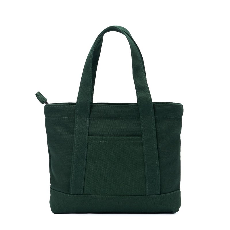 Pure color simple all-match canvas dark green small handbag leisure - Handbags & Totes - Cotton & Hemp Green