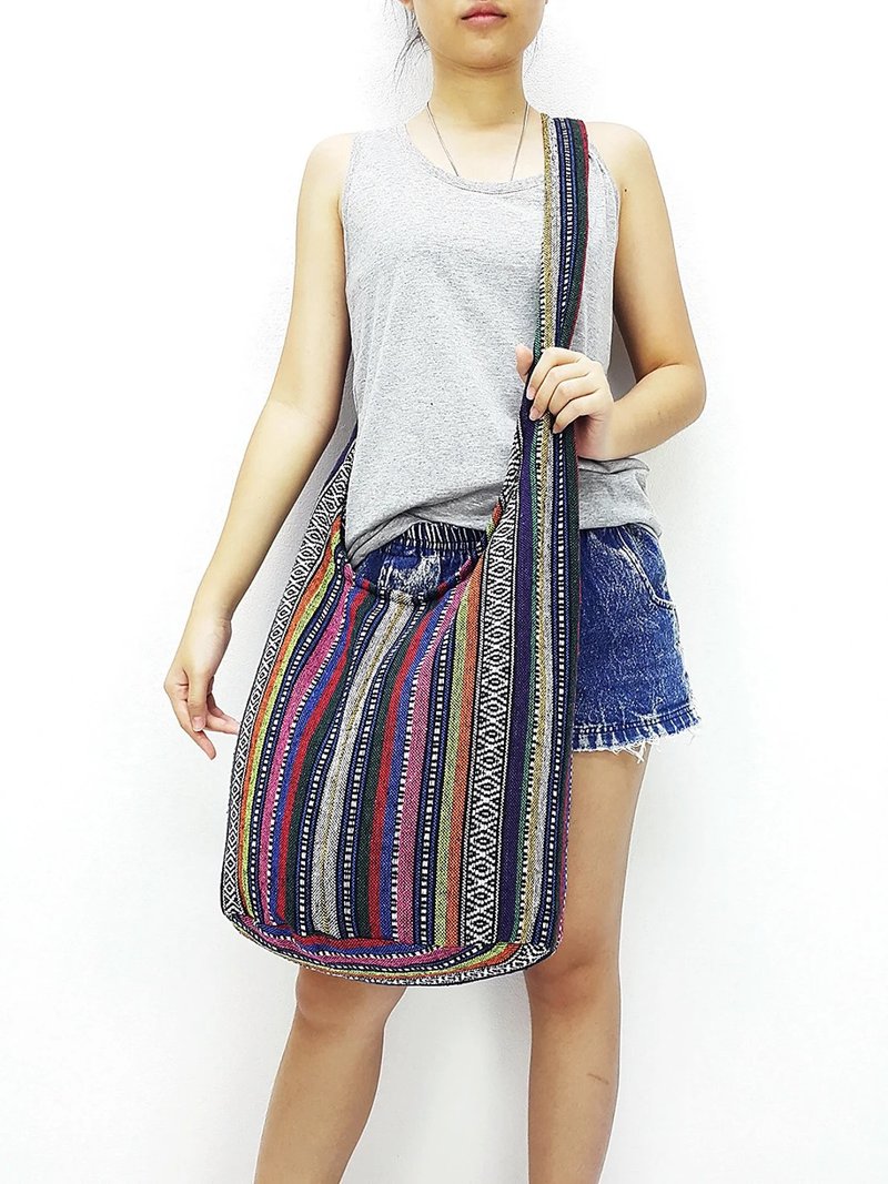 Woven Cotton Bag Shoulder bag Long Strap Crossbody bag Multi-color Unisex - 其他 - 其他材質 多色