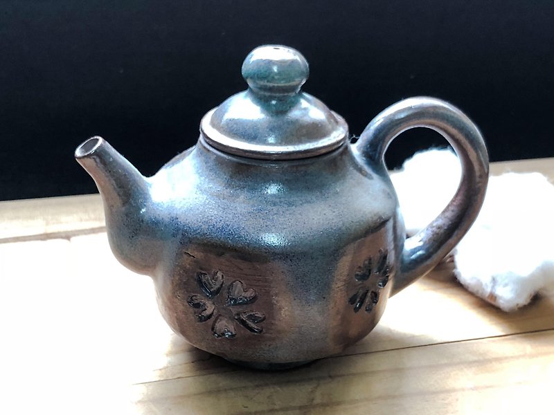 咖啡藍-印花款茶壺 - 茶壺/茶杯/茶具 - 陶 