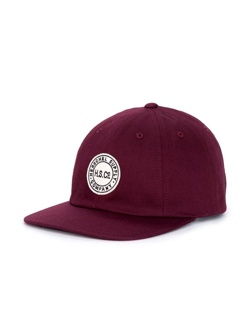 [Picks] Herschel Glenwood series LOGO baseball cap Canadian brand Unisex wear red wine last one left - หมวก - ผ้าฝ้าย/ผ้าลินิน 