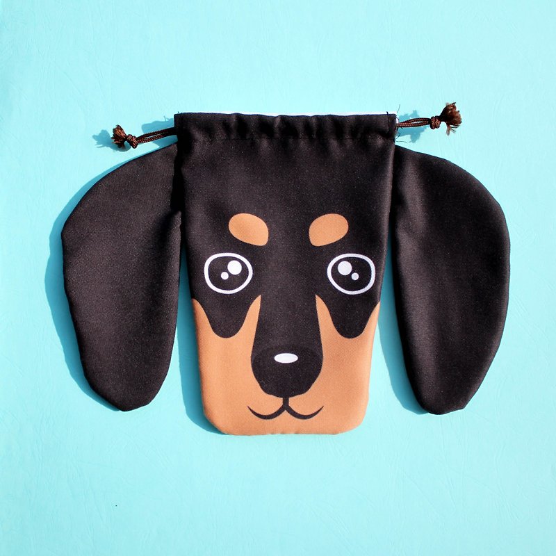 臘腸狗造型束口袋 - 化妝袋/收納袋 - 聚酯纖維 黑色