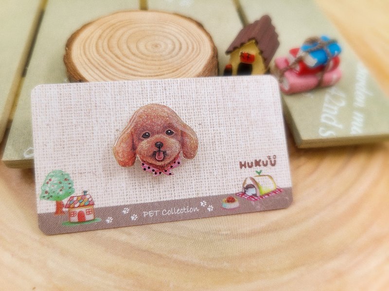 | 手繪寵物系列 | 紅貴賓小徽章 - 胸針 - 其他材質 