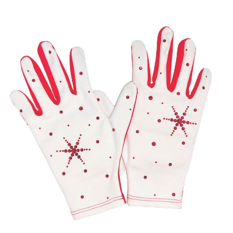 Custom Two-tone Snowflakes Figure Skating Gloves with Padded Palm Protection - ถุงมือ - เส้นใยสังเคราะห์ สีแดง