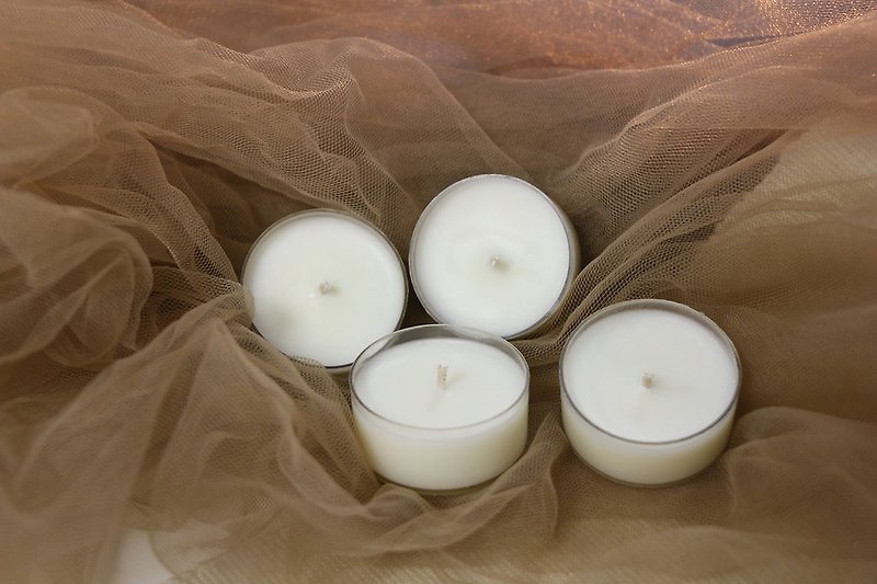 植物酥油燈天然茶蠟燭小蠟燭 (一套十個) 【無香味】 - 香氛蠟燭/燭台 - 蠟 白色