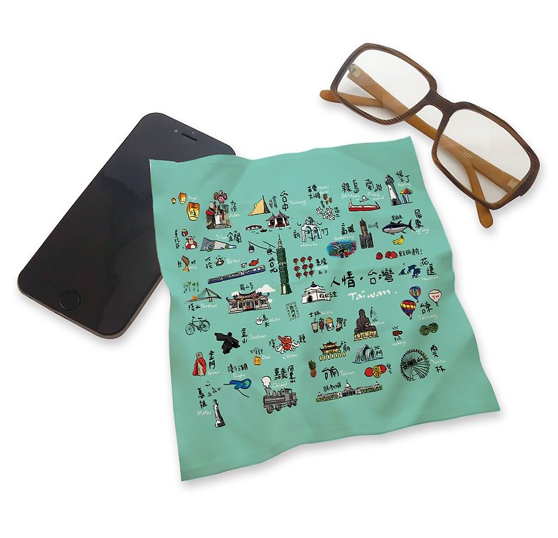 【Bu Yang】Printed Universal Cloth Human Love Taiwan Microfiber=Mobile Phone=Tablet=Laptop=Taiwanese Characteristics - Eyeglass Cases & Cleaning Cloths - Other Materials Green