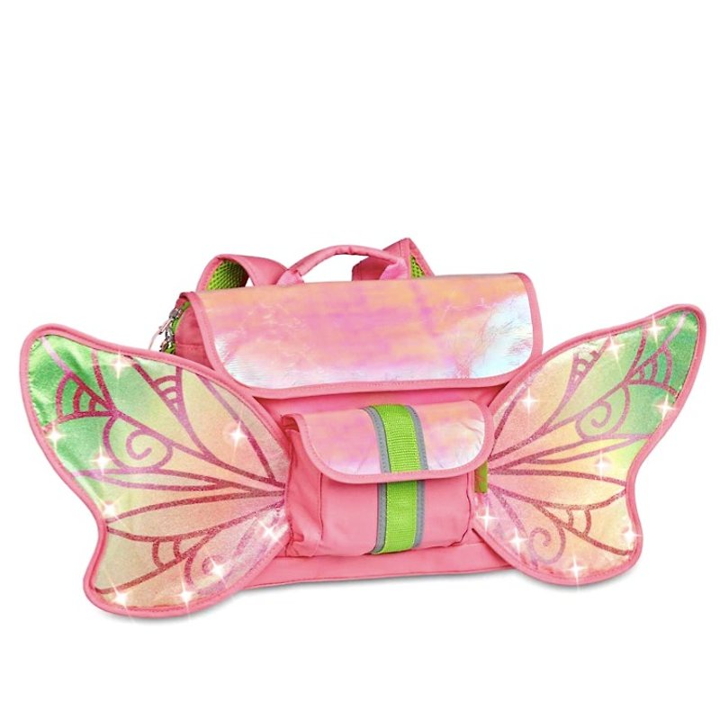 เส้นใยสังเคราะห์ กระเป๋าเป้สะพายหลัง สึชมพู - Bixbee "Fairy Flyer" Kids Backpack w/ LED's - Pink