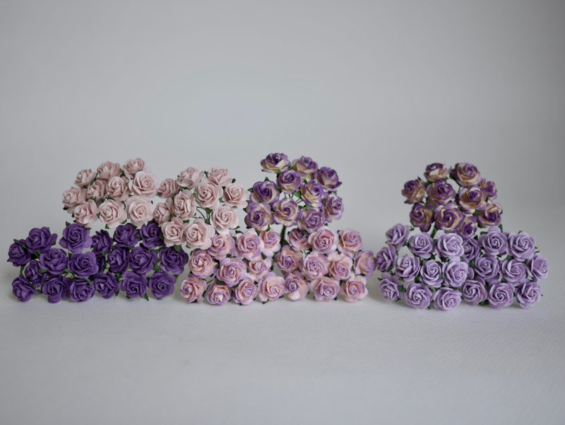 paper flower centerpiece supplies, 100 pcs. small rose size 1.5 cm., mixed color - Wood, Bamboo & Paper - Paper Purple