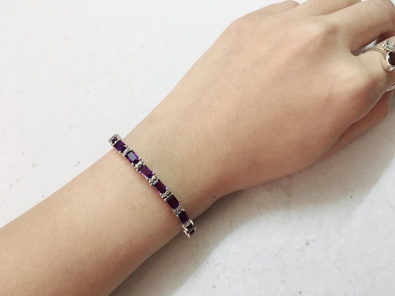 Amethyst Zircon Bracelet Made in India 92.5% Silver - Bracelets - Semi-Precious Stones Purple