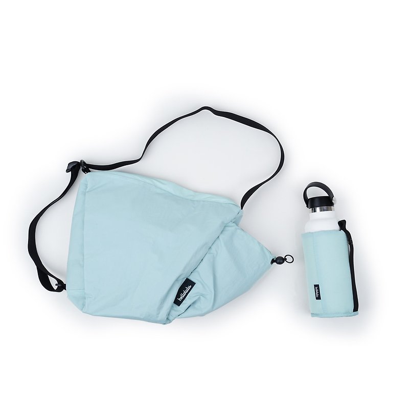 Sustainable RE Series | REA Daily Duo Shoulder Crossbody Bag (S, Creamy Blue) - กระเป๋าแมสเซนเจอร์ - เส้นใยสังเคราะห์ สีน้ำเงิน