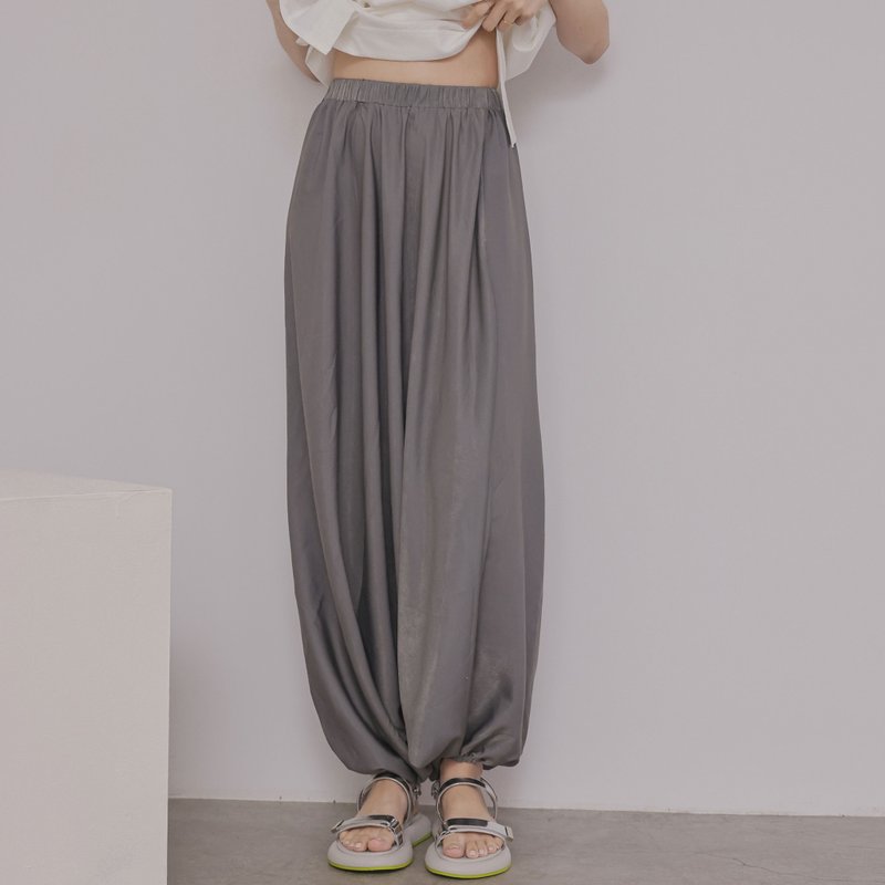涼快絲質寬褲-灰色 - 女裝工人褲/吊帶褲 - 其他人造纖維 灰色