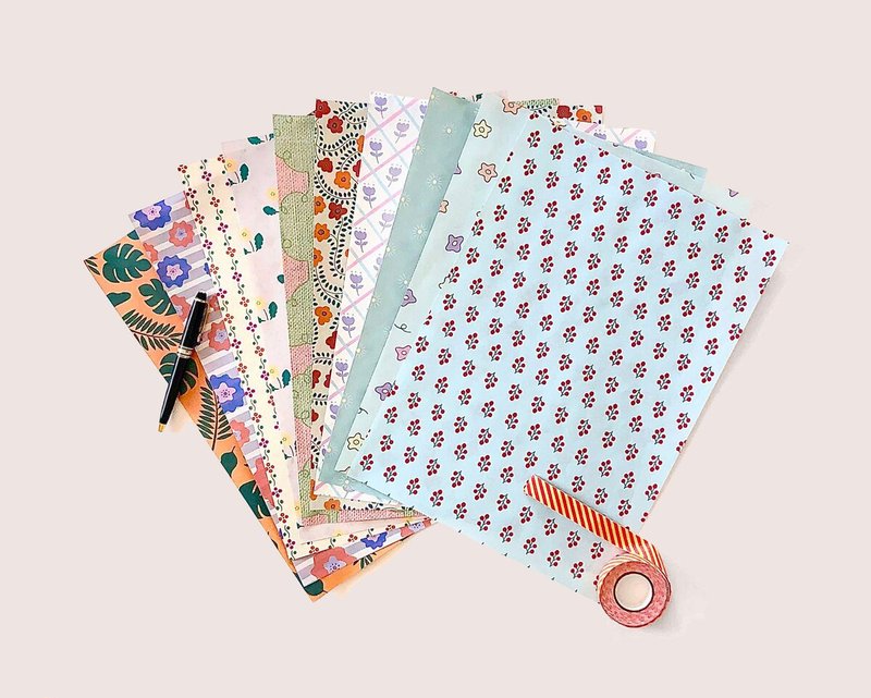 10 botanical design papers (A4) - Gift Wrapping & Boxes - Paper Multicolor