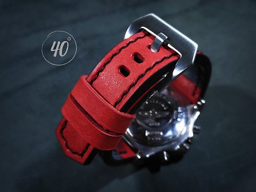 40degreeshandcraft Red Pueblo Leather watch strap, Handmade leather watch strap