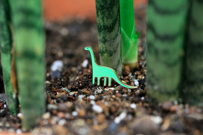 Dino 小恐龍 琺瑯別針 - 胸針 - 其他金屬 綠色