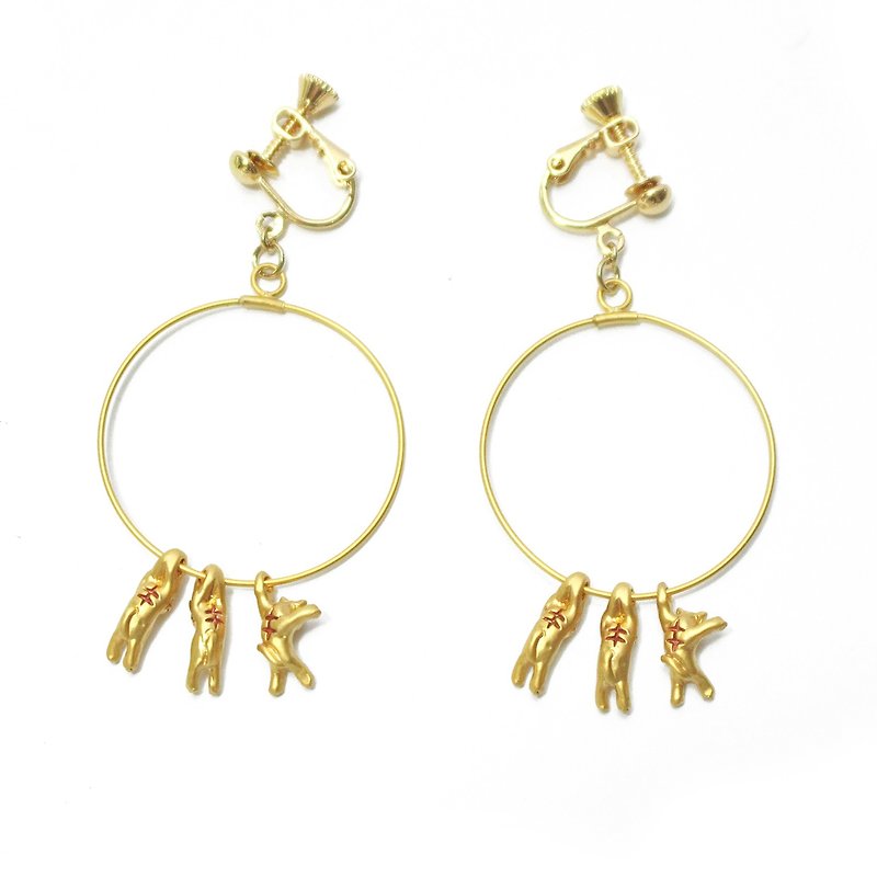 Hanging Earring Hanging Clip-On EA077 - Earrings & Clip-ons - Other Metals Gold