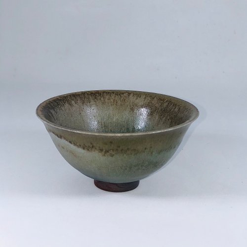 臺灣青澹窯 手作柴燒墨影小茶碗lNK003